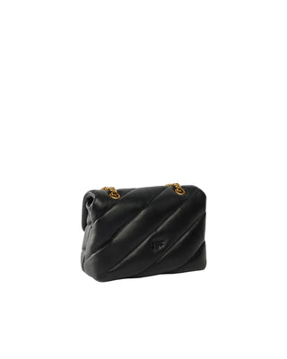 Pinko borsa a spalla Love Bag Puff Mini New Buckle in pelle nero oro 107058-A0F2 Z99Q PINKO 