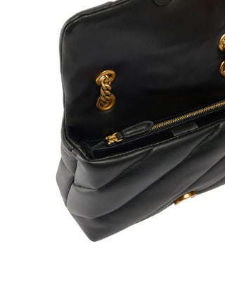 Pinko borsa a spalla Love Bag Puff Mini New Buckle in pelle nero oro 107058-A0F2 Z99Q PINKO
