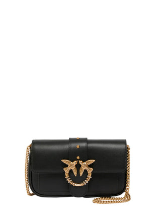 Pinko borsa a tracolla Love Bag Pocket New Buckle nero oro 107072-A0F1 Z99Q PINKO 