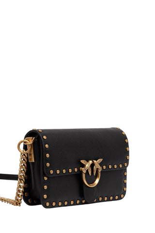 Pinko borsa Love One Slouchy Baby in pelle con borchie nero oro 107345-A2JG Z99Q PINKO 