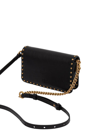 Pinko borsa Love One Slouchy Baby in pelle con borchie nero oro 107345-A2JG Z99Q PINKO 