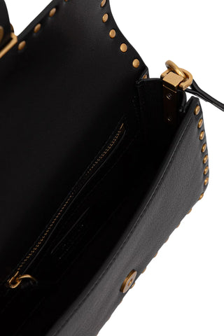 Pinko borsa Love One Slouchy Baby in pelle con borchie nero oro 107345-A2JG Z99Q PINKO