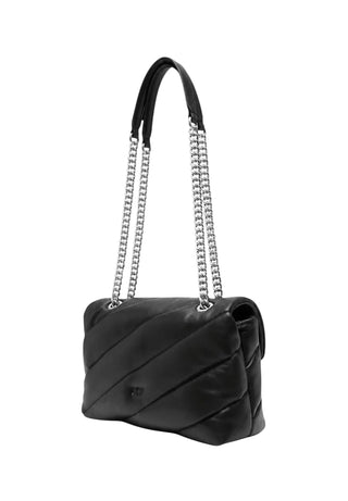 Pinko borsa Love Bag Classic Puff in pelle nero argento