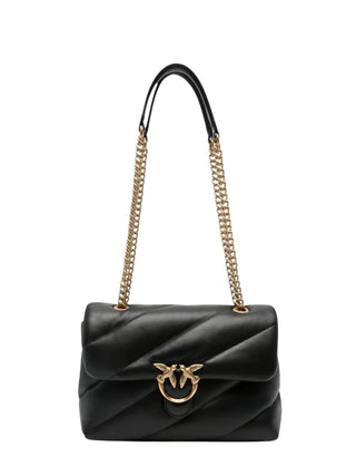 Pinko borsa Love Bag Classic Puff in pelle nero oro