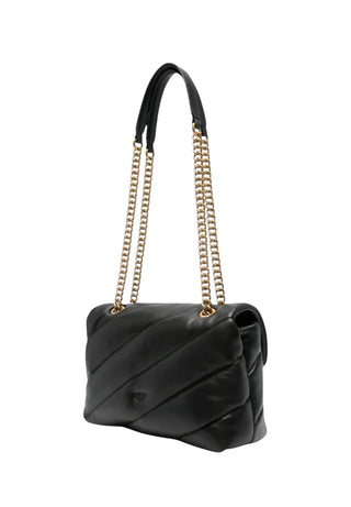 Pinko borsa Love Bag Classic Puff in pelle nero oro