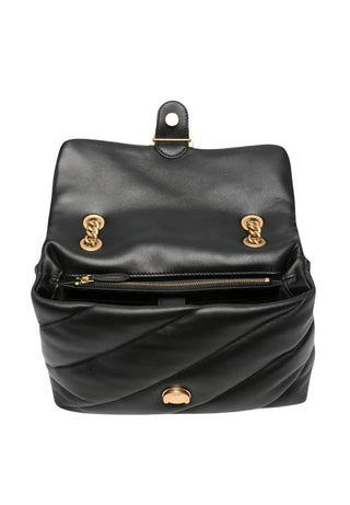 Pinko borsa Love Bag Classic Puff in pelle nero oro