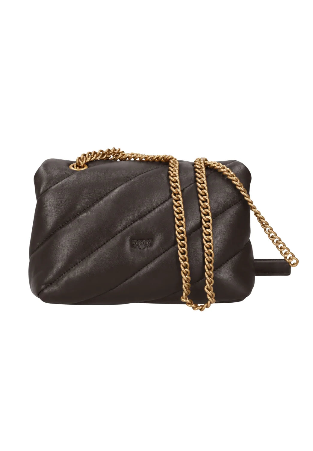 Pinko borsa Love Bag Puff Mini in pelle marrone oro