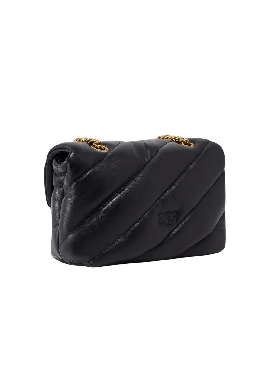 Pinko borsa Love Bag Puff Mini in pelle nero oro 107617-A0F2 Z99Q PINKO 