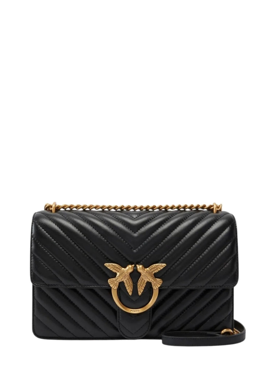 Pinko borsa Love Bag One Classic in pelle trapuntata chevron nero oro 107619-A0GK Z99Q PINKO 