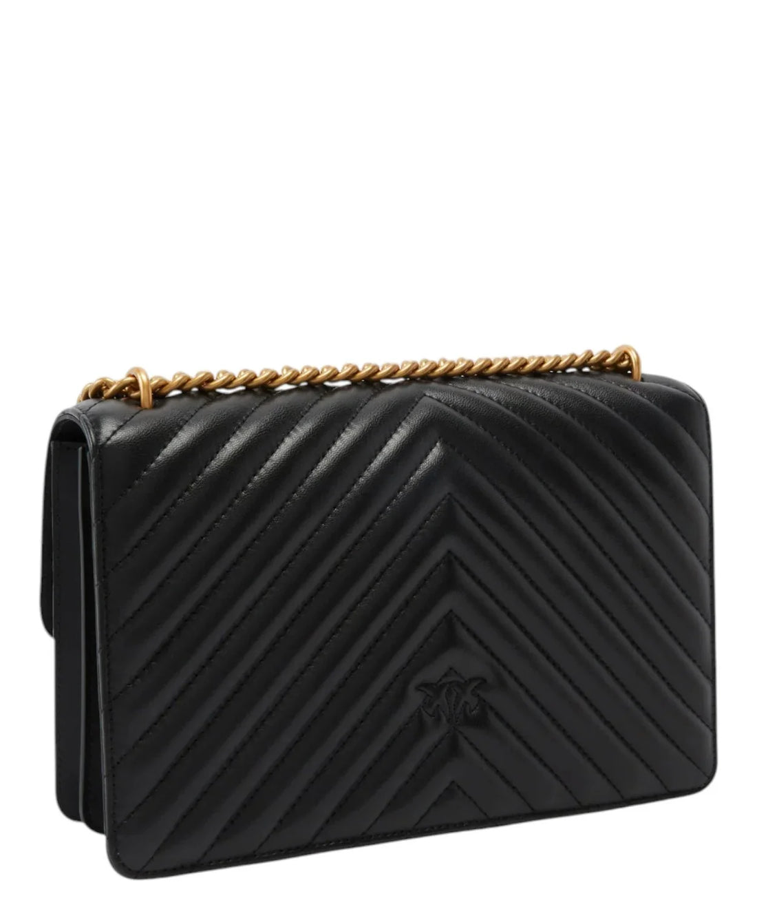 Pinko borsa Love Bag One Classic in pelle trapuntata chevron nero oro