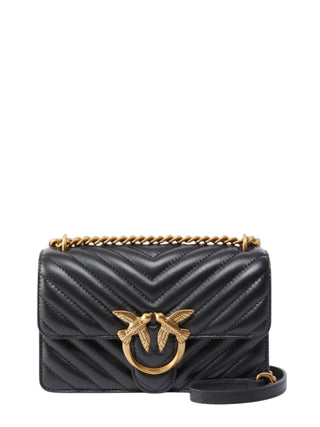 Pinko borsa Love Bag One Mini Small in pelle chevron nero 107620-A0GK Z99Q PINKO 