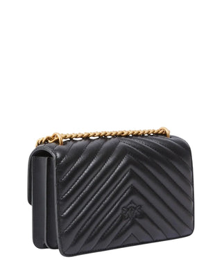Pinko borsa Love Bag One Mini Small in pelle chevron nero 107620-A0GK Z99Q PINKO 