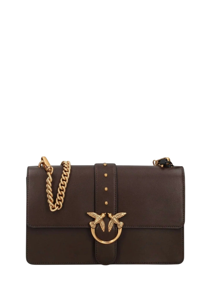 Pinko borsa Love Bag One Classic in seta marrone oro 107621-A0F1 M12Q PINKO 