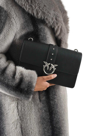 Pinko borsa Love Bag One Classic in seta nero argento 107621-A0F1 Z99O PINKO