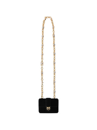 Pinko pochette portacarte Pocket Necklace in suede con catena gioiello nero 107643-A0F6 Z99Y PINKO 