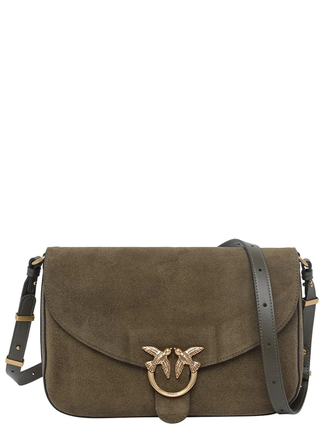 Pinko borsa Love Bag Satchel Classic in suede verde bosco