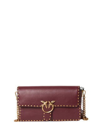 Pinko borsa Love Bag One Slouchy in pelle con borchie bordeaux oro