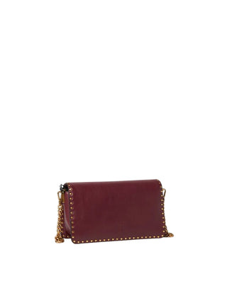 Pinko borsa Love Bag One Slouchy in pelle con borchie bordeaux oro