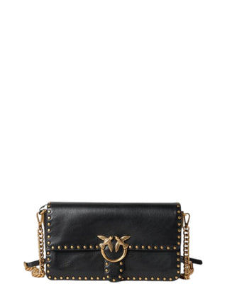 Pinko borsa Love Bag One Slouchy in pelle con borchie nero oro