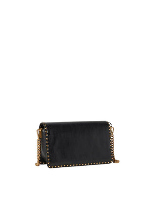 Pinko borsa Love Bag One Slouchy in pelle con borchie nero oro