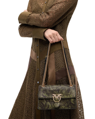 Pinko borsa Love Bag One Mini Light con strass camouflage verde 107675-A3LL ST3Y PINKO
