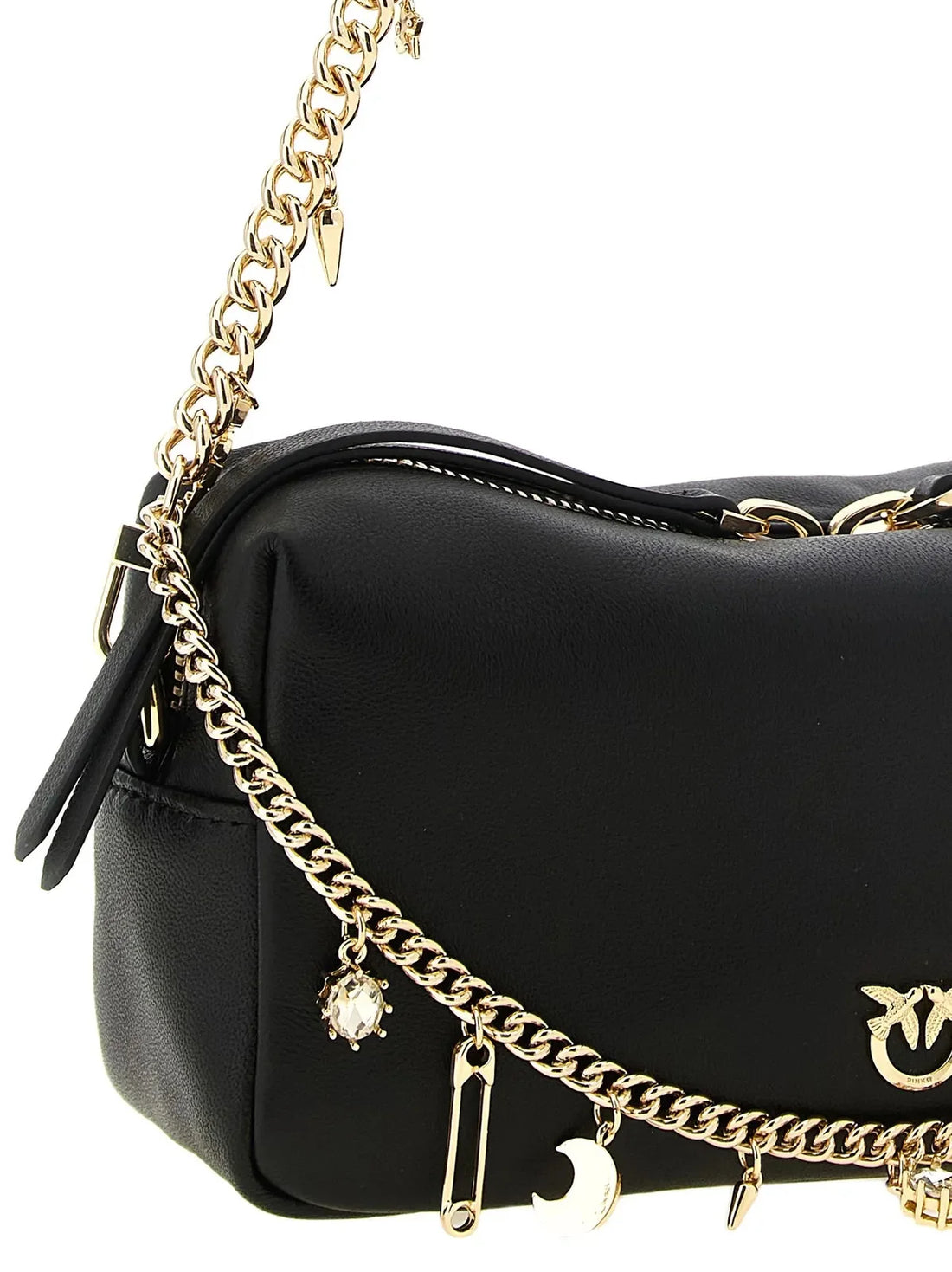 Pinko borsa Bauletto Mini Chain Charms nero oro