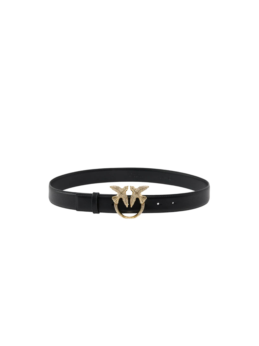Pinko cintura donna Love Berry h3 in pelle con strass nero oro 107758-A0F1 Z99Y PINKO 