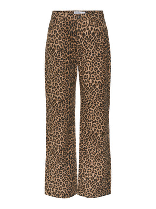 Vero Moda jeans in fantasia animalier gamba dritta beige