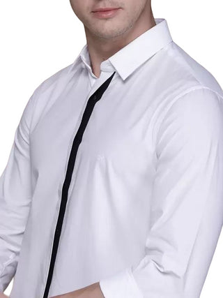 CALVIN KLEIN Camicia a manica lunga in cotone stretch Bianco