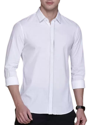 CALVIN KLEIN Camicia a manica lunga in cotone stretch Bianco