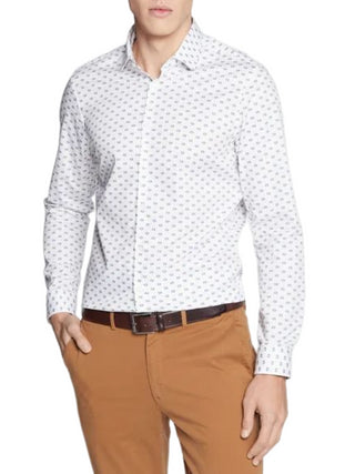 CALVIN KLEIN Camicia Slim fit in fantasia logata Bianco/Blu