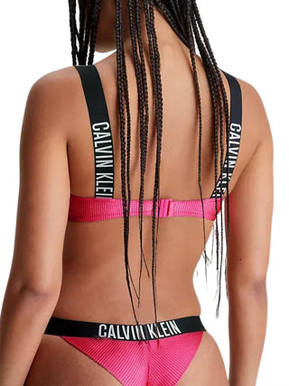 Calvin Klein bikini top reggiseno con ferretto a costine fucsia