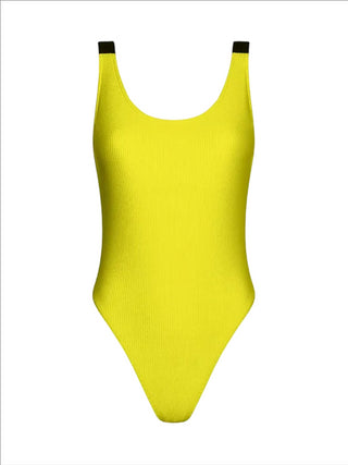 Calvin Klein beachwear costume intero a costine giallo