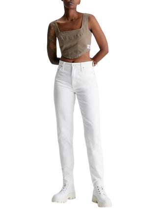 CALVIN KLEIN JEANS Jeans Mom fit a vita alta Lavaggio Bianco