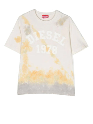 Diesel tshirt a maniche corte in fantasia ecrù