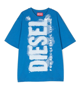 DIESEL T-shirt con maxi logo Azzurro