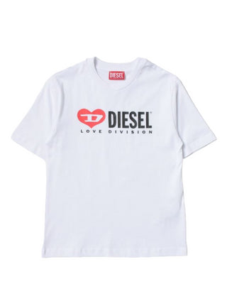 Diesel T-shirt manica corta in jersey con logo bianco