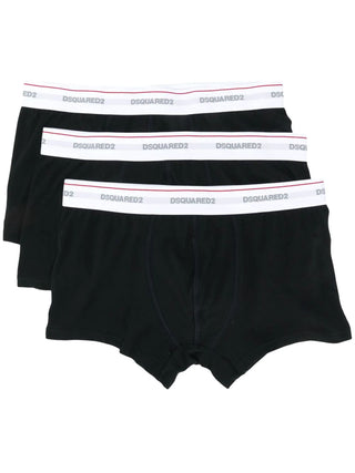 DSQUARED2 Set di 3 boxer con logo Nero