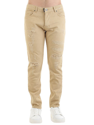 Gaelle jeans slim fit con strappi beige