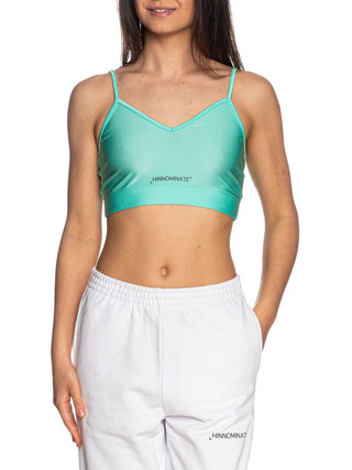 Hinnominate top cropped in lycra con logo verde menta