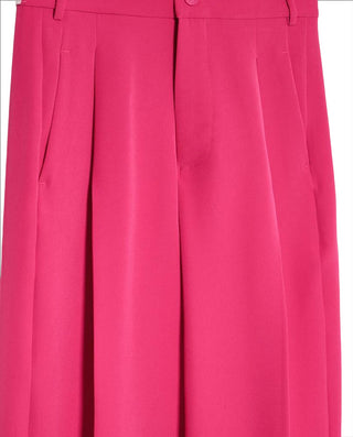 Hinnominate pantalone morbido a vita alta con pinces fucsia