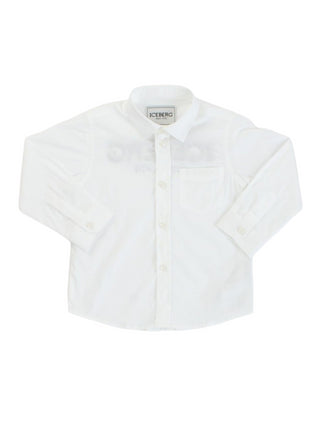 Iceberg camicia a manica lunga in cotone stretch bianco