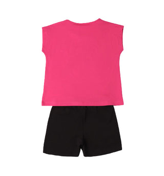 iDo completo estivo T-shirt e shorts fucsia nero