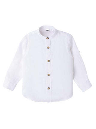 iDo camicia alla coreana in lino bianco