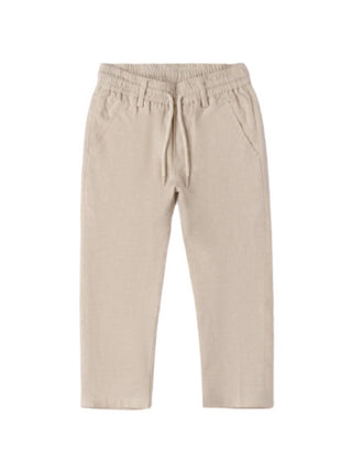 iDo pantaloni in lino e viscosa con coulisse beige