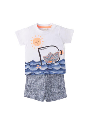 iDo completo t-shirt a maniche corte e shorts bianco blu