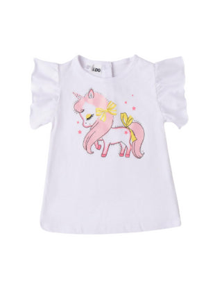 iDo T-shirt a maniche corte con stampa unicorno bianco