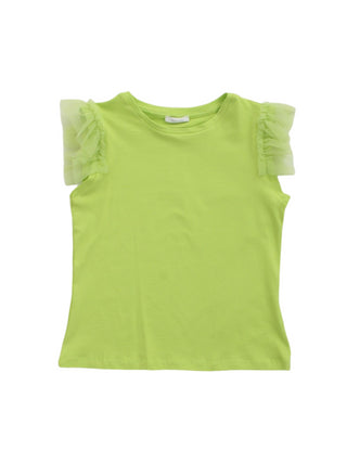 Lu Lù by Miss Grant t-shirt smanicata con rouches in tulle verde