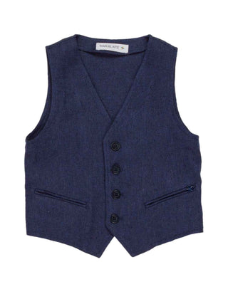 MANUEL RITZ Gilet in misto lino e cotone Blu