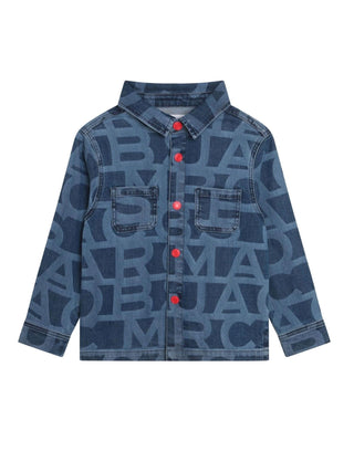 MARC JACOBS Giacca in denim con logo all over Lavaggio blu scuro